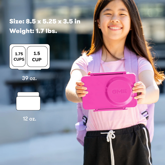 Omiebox Up Hot & Cold Kids Lunch Box - Pop Pink