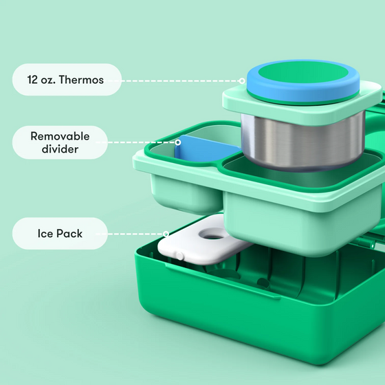 Omiebox Up Hot & Cold Kids Lunch Box - Jade Green