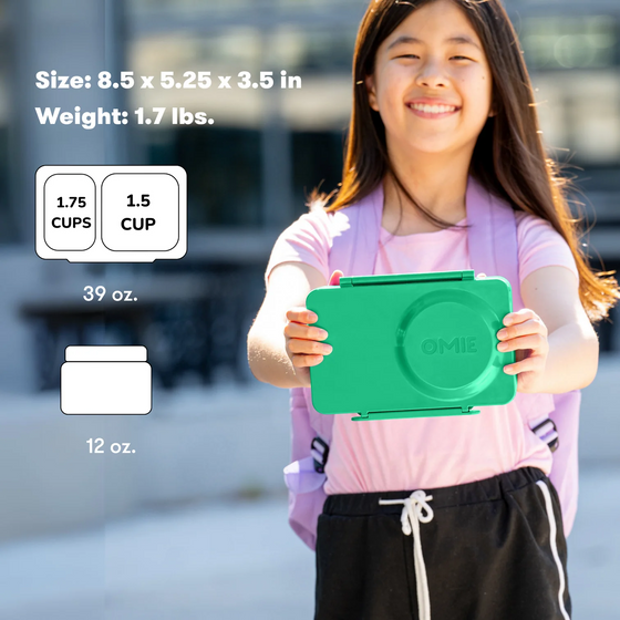 Omiebox Up Hot & Cold Kids Lunch Box - Jade Green