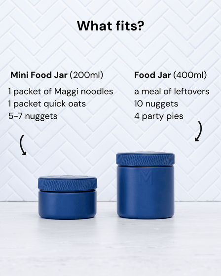 MontiiCo Insulated Food Jar - What fits infographic