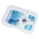 Leakproof blue bento box with four compartments