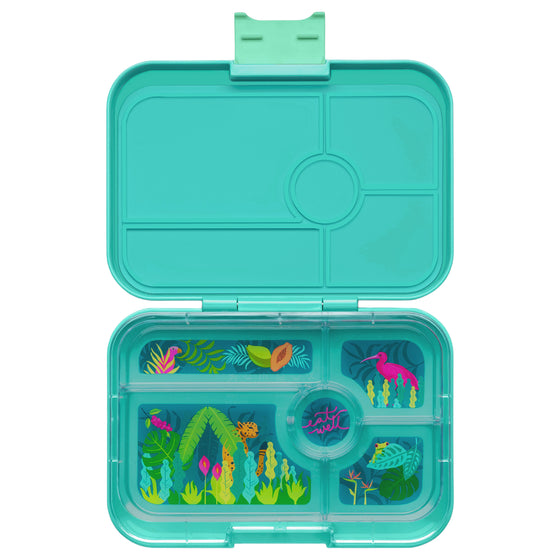 Blue leakproof bento box with 5 compartments for meal prep