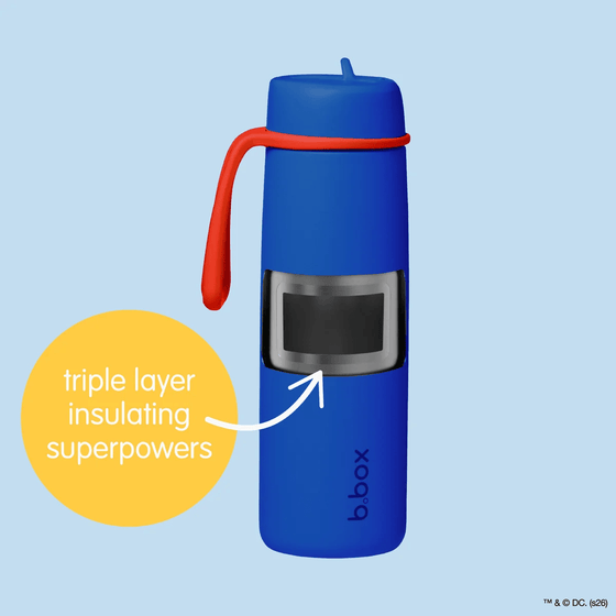B.Box Insulated Flip Top Bottle 690ml - Superman - BentoBliss