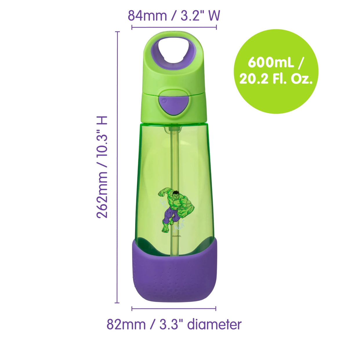 B.Box Tritan Drink Bottle 600ml - Hulk Marvel Hulk- BentoBliss