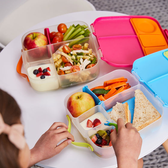 B.Box Wholefood Lunch Box With Food and Kid Eating