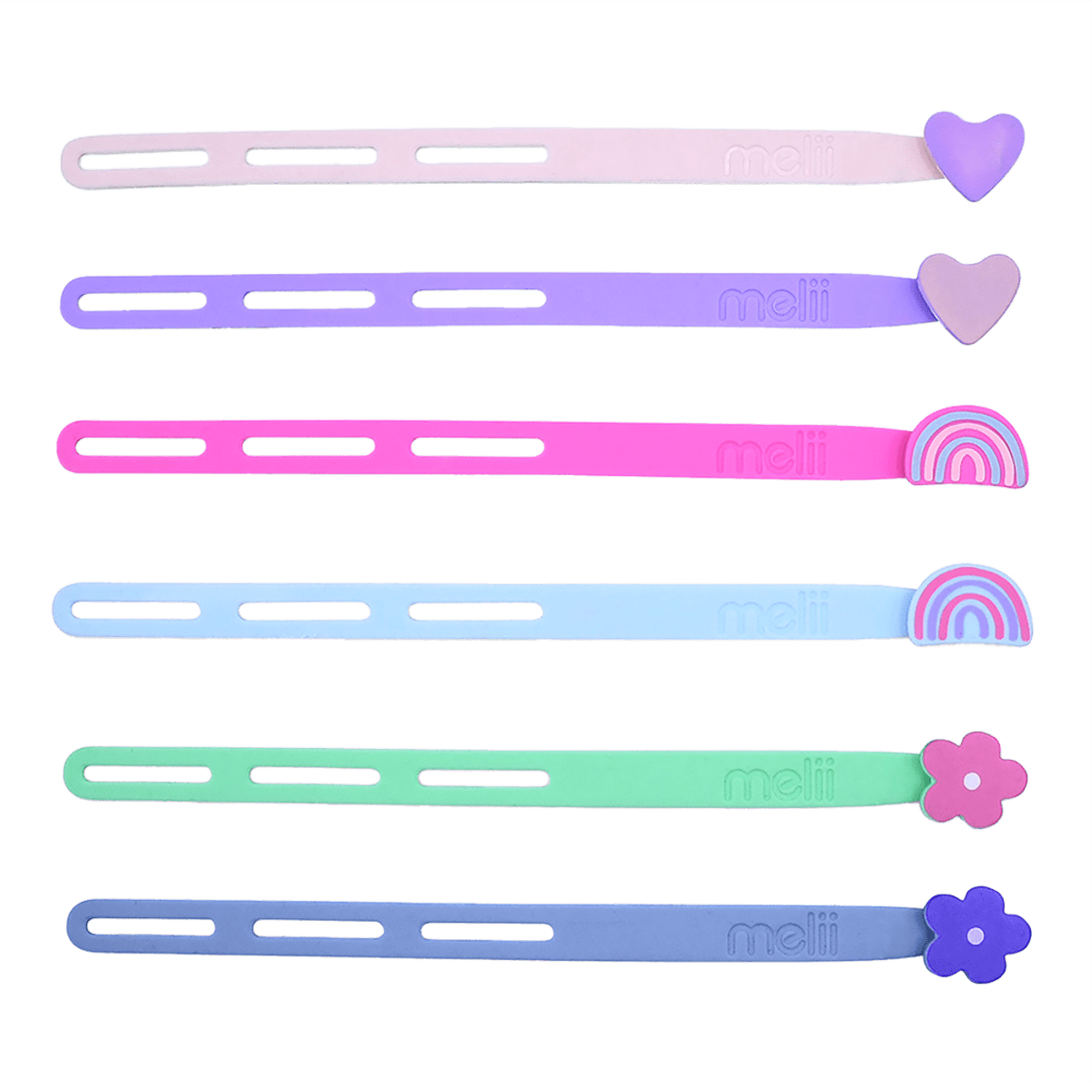 Melii Luxe Silicone Wrap Bands - Heart, Rainbow, Flower - BentoBliss