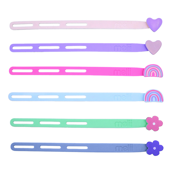 Melii Luxe Silicone Wrap Bands - Heart, Rainbow, Flower