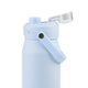 Oasis Ceramic Lined Stainless Steel Capri Drink Bottle 750ml powder blue side close-up with flip-open clear cap, raised spout and angled carry handle.