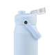 Oasis Ceramic Lined Stainless Steel Capri Drink Bottle 750ml powder blue upper body close-up with open clear flip cap, side handle and push-button lid.