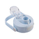 Oasis Ceramic Lined Stainless Steel Capri Drink Bottle 750ml powder blue lid close-up with open clear flip cap, drinking spout, push button release and carry handle.