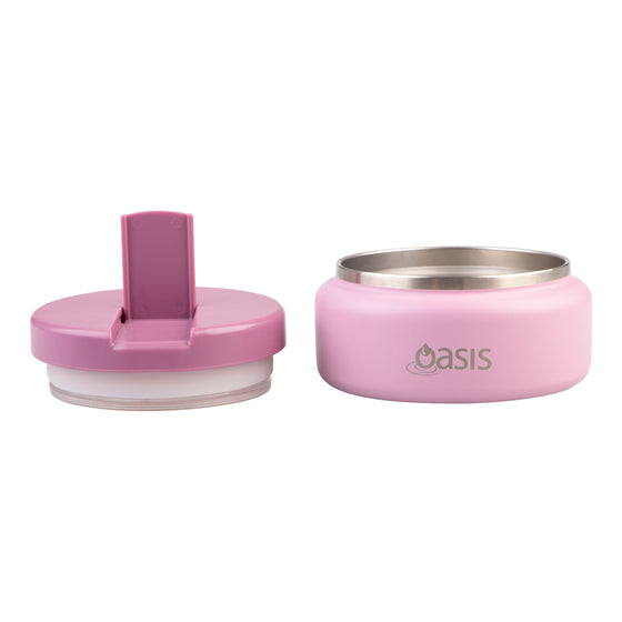 Oasis Insulated Food Flask 230ml Blush Pink – Detached Lid with Built-In Upright Spoon