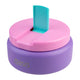 Oasis Insulated Food Flask 230ml purple food jar with pink lid and turquoise spoon flipped upright.