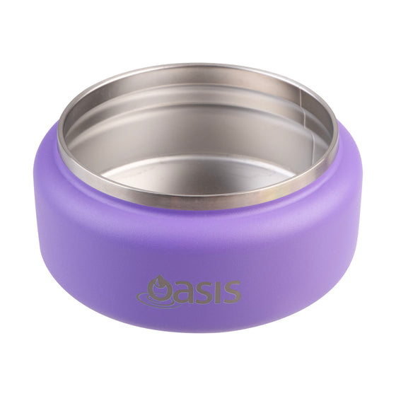Oasis Insulated Food Flask 230ml purple open food jar with wide stainless steel interior.