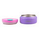 Oasis Insulated Food Flask 230ml purple lunch jar with open steel bowl and pink lid with aqua latch.