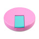 Oasis Insulated Food Flask 230ml close-up of pink round lid with turquoise centre release tab.