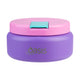 Oasis Insulated Food Flask 230ml purple food jar with pink lid and turquoise latch.