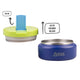 Oasis Insulated Food Flask 230ml navy blue food jar with lime quick-release lid and light blue flip-up spoon.