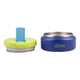 Oasis Insulated Food Flask 230ml navy insulated jar with stainless steel opening and lime lid with raised blue spoon.