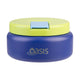 Oasis Insulated Food Flask 230ml navy food flask with lime green lid and light blue release tab.