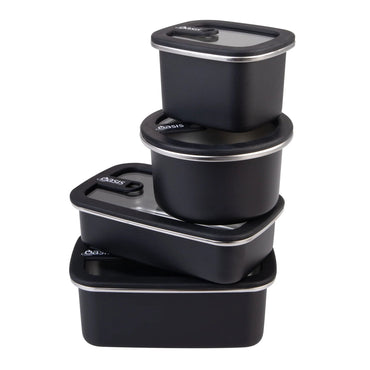 Oasis Microwave Safe Stainless Steel Container Bundle - Black - BentoBliss