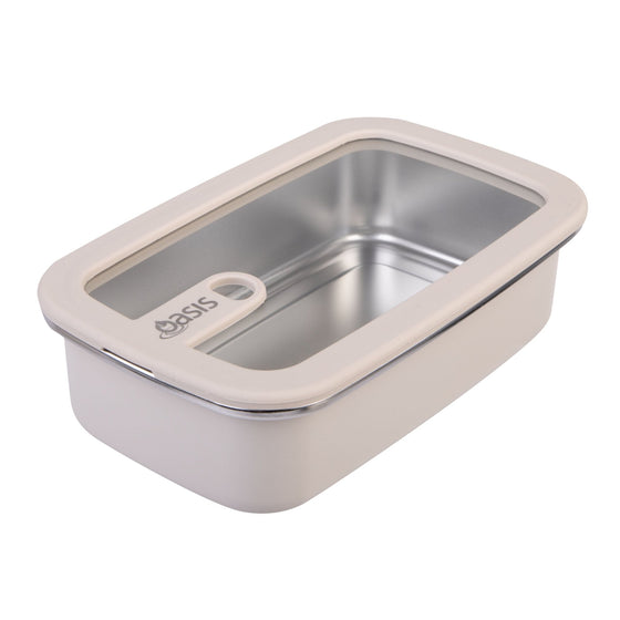Oasis Microwave Safe Stainless Steel Rectangular Container 700ml Oat- BentoBliss