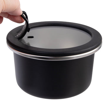 Oasis Microwave Safe Stainless Steel Round Container 680ml Black- BentoBliss
