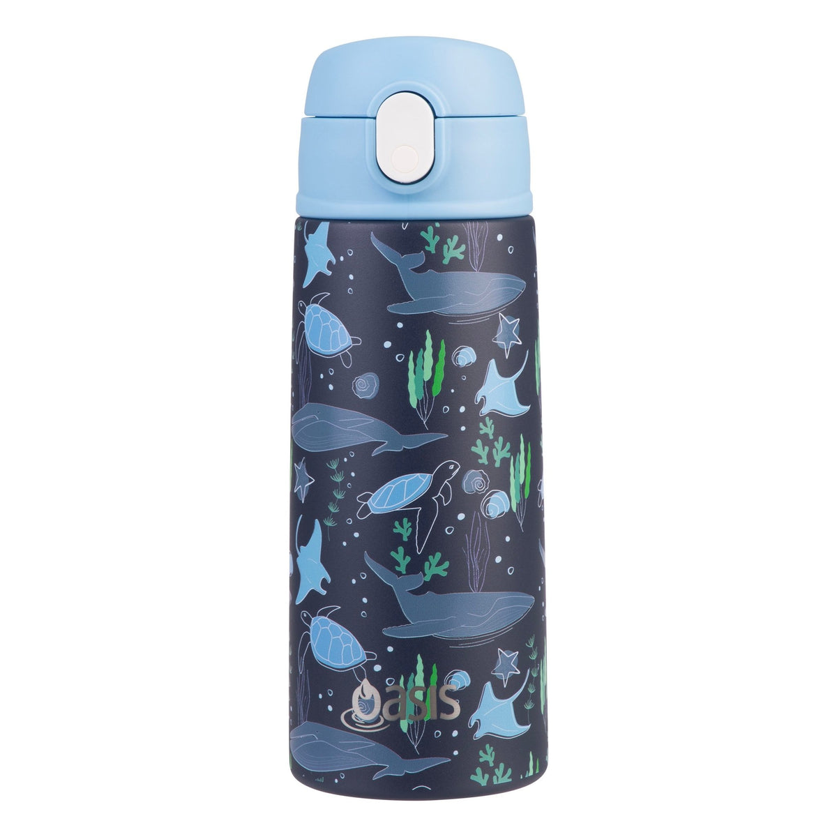 Oasis Stainless Steel Double Wall Insulated Kid's Drink Bottle W/Sipper Straw 550ML Ocean Friends- BentoBliss