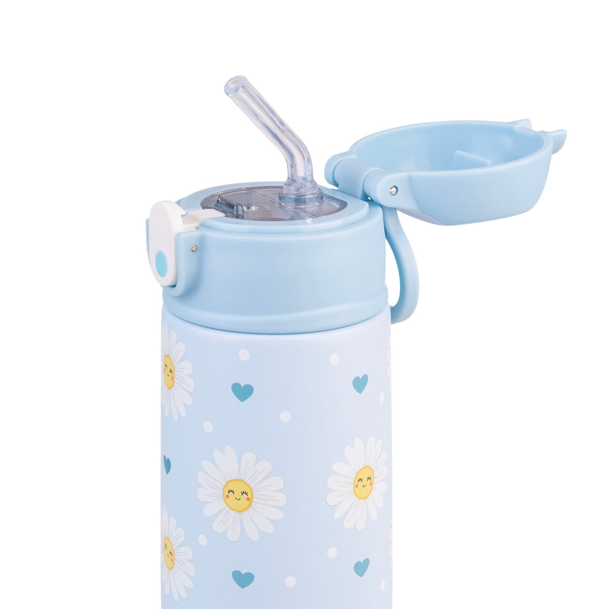 Oasis Stainless Steel Double Wall Insulated Kid's Drink Bottle W/Sipper Straw 550ML Daydream Daisies- BentoBliss