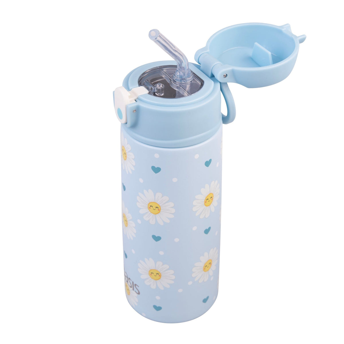 Oasis Stainless Steel Double Wall Insulated Kid's Drink Bottle W/Sipper Straw 550ML Daydream Daisies- BentoBliss