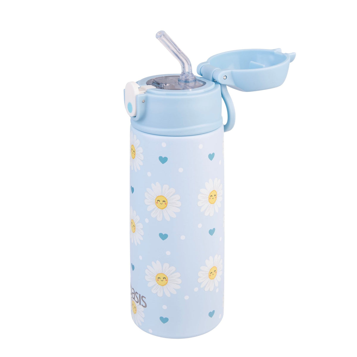 Oasis Stainless Steel Double Wall Insulated Kid's Drink Bottle W/Sipper Straw 550ML Daydream Daisies- BentoBliss