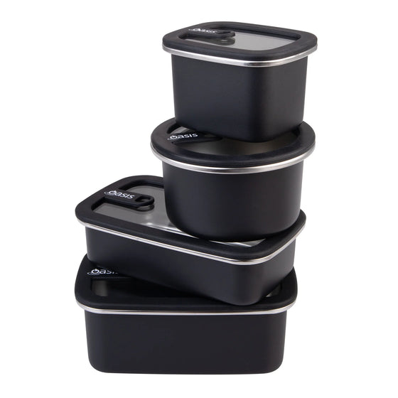 Oasis Microwave Safe Stainless Steel Container Bundle - Black