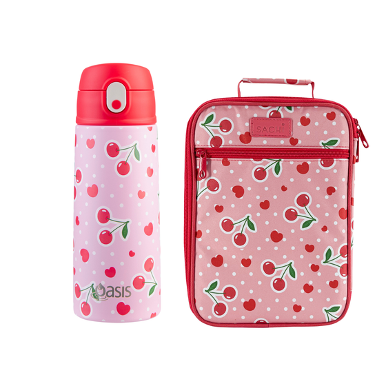 Sachi Insulated Lunch Bag & Bottle Bundle - Cherry Crush