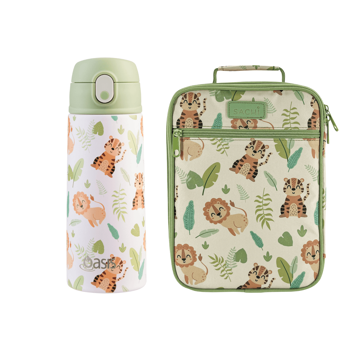 Sachi Insulated Lunch Bag & Bottle Bundle - Jungle Buddies - BentoBliss