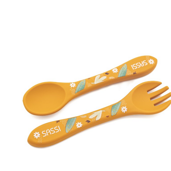 Sassi Silicone Cutlery Set - Chompy The Lion - BentoBliss 