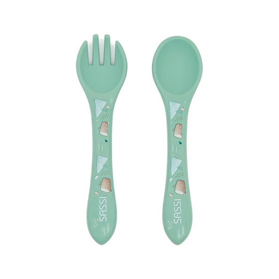 Sassi Silicone Cutlery Set - Munchy the Bear - BentoBliss 