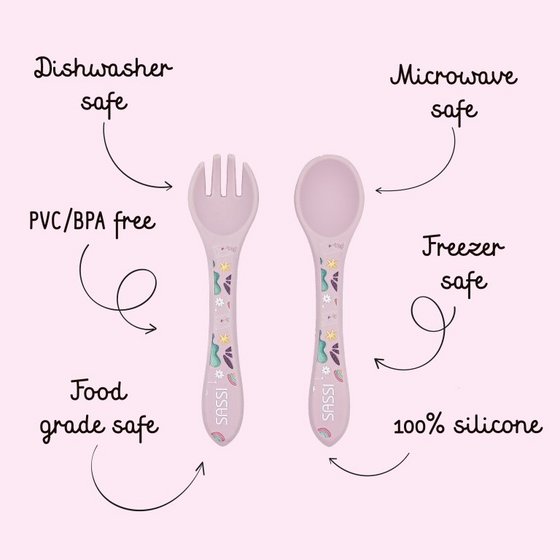 Sassi Silicone Cutlery Set - Sparkly the Unicorn - BentoBliss 