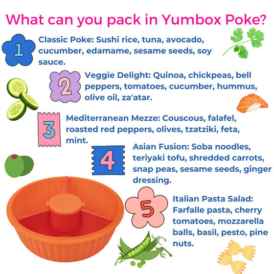 Yumbox Leakproof Poke Salad Bowl - Tangerine - BentoBliss 