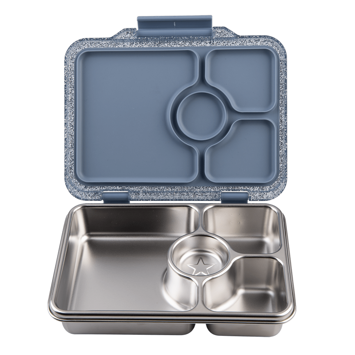 Yumbox Pret Stainless Steel Bento Box 4 Compartment - Paris Blue Glitter - BentoBliss